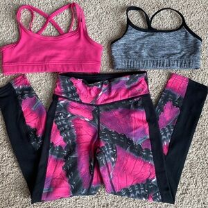 GAPFit Leggings & Bra Top; Old Navy Bra Top; Size Small 6/7